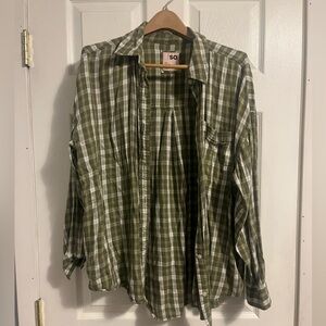 SO Women’s Olive and White Plaid Button Down Shirt